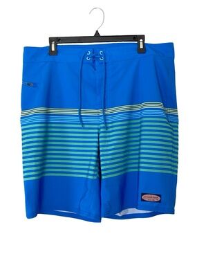 Vineyard Vines Swim Trunks Board Shorts Mens Size 36 Blue Striped Beach Vacation